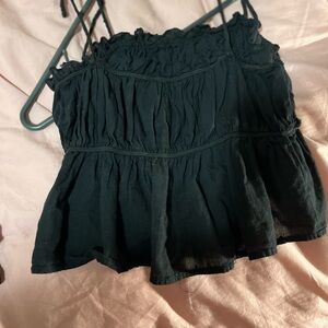Black Ruffled Sleeveless Top